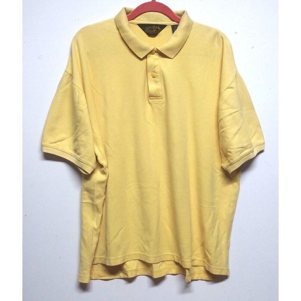 Eddie Bauer polo shirt outdoor outfitter XL Cotton yellow RELAXED FIT short slee